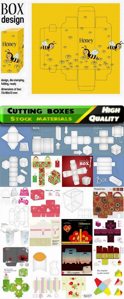 Template for cutting boxes in vector from stock  14