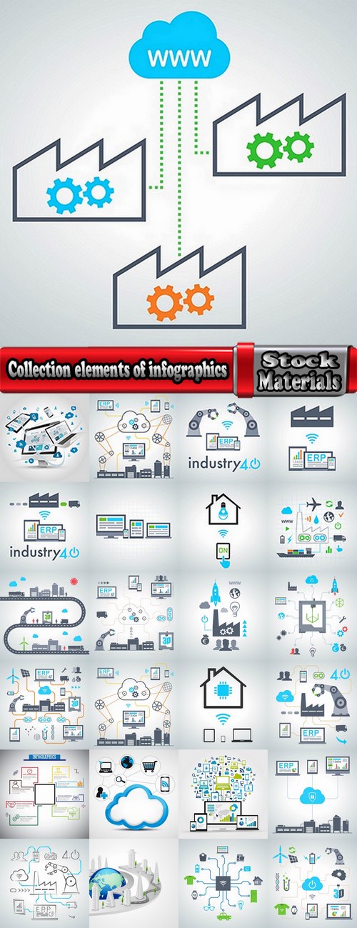 Collection elements of infographics vector image #20-25 Eps