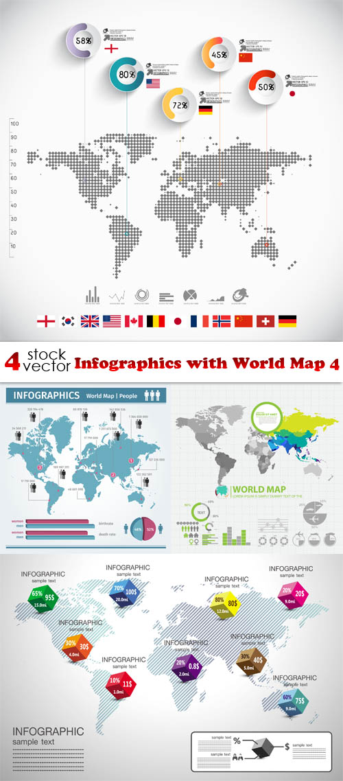 Vectors - Infographics with World Map 04
