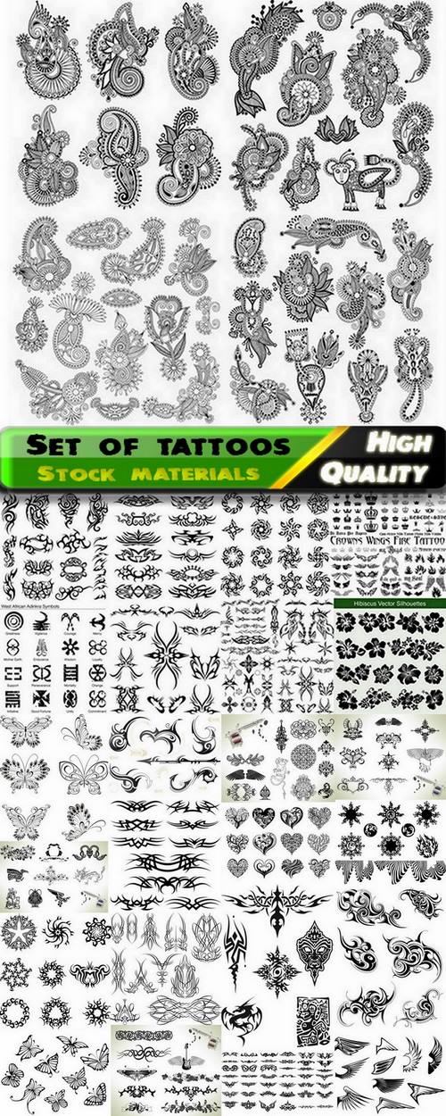 Set of different tattoos in vector set 4