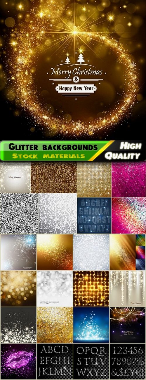 Glitter backgrounds and letters Vector colection