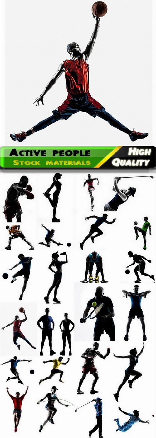 Creative silhouettes of sporting and active people - 25 HQ Jpg