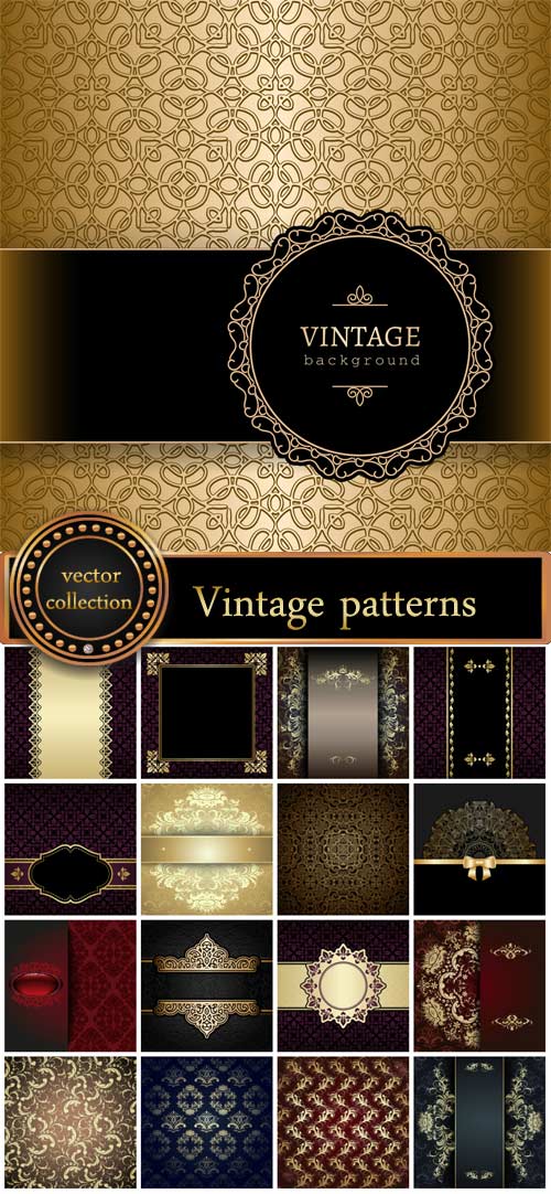 Vintage background with gold patterns, vector backgrounds
