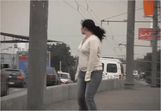 Woman pees in public