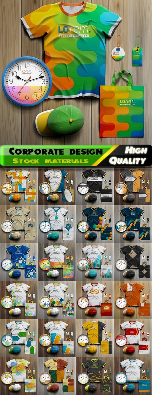 Office supplies and corporate design clothes - 25 Eps