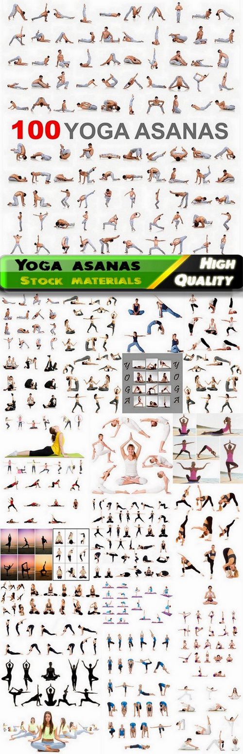 Big set of yoga poses and asanas - 25 HQ Jpg