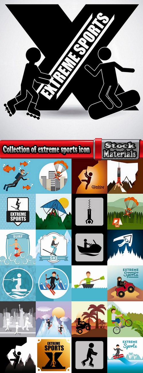 Collection of extreme sports icon flyer banner poster 25 EPS