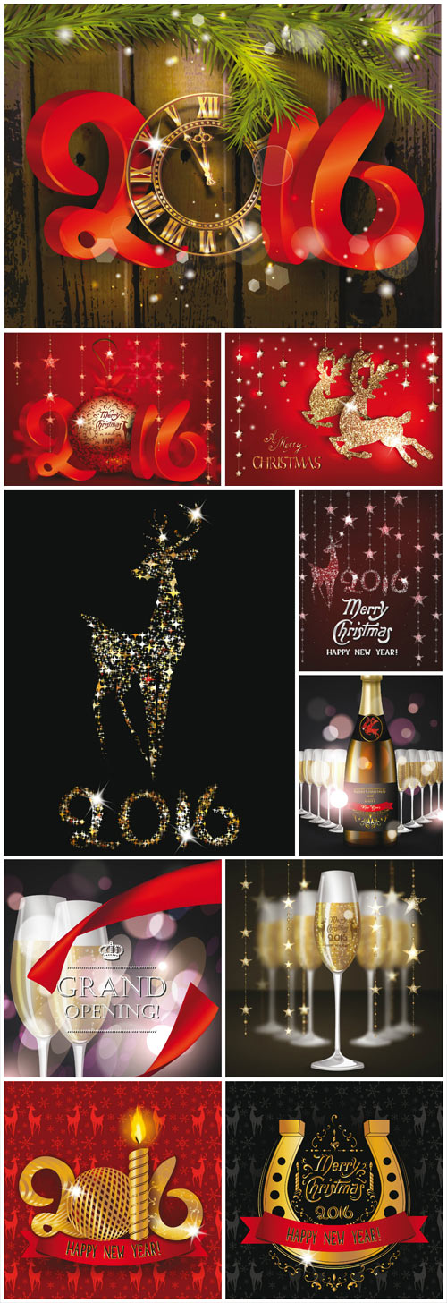2016 new year composition, vector backgrounds