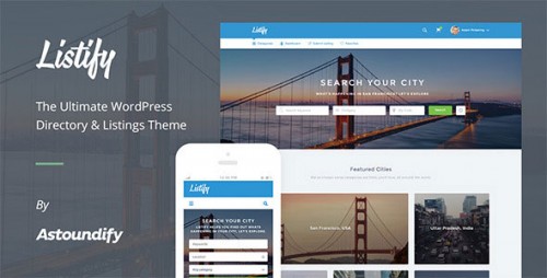Nulled Listify v1.0.7 - Themeforest WordPress Directory Theme product cover