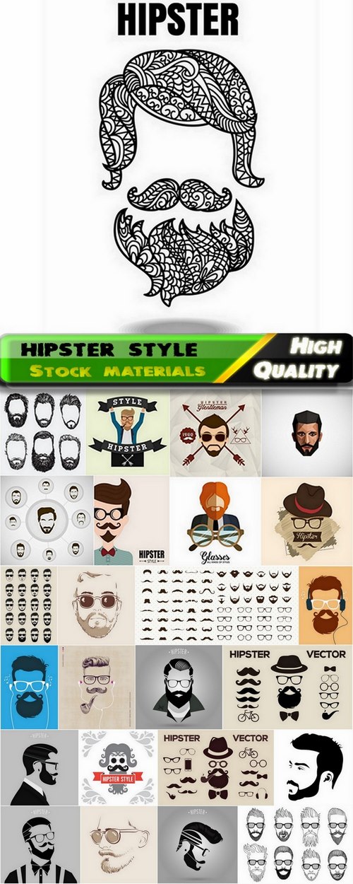 People faces in hipster style - 25 Eps