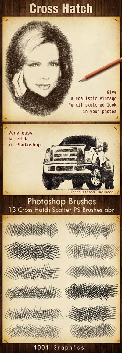 GraphicRiver - 13 Cross Hatch Scatter PS Brushes