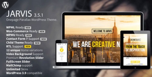 Download Nulled Jarvis v3.5.1 - Onepage Parallax WordPress Theme product cover