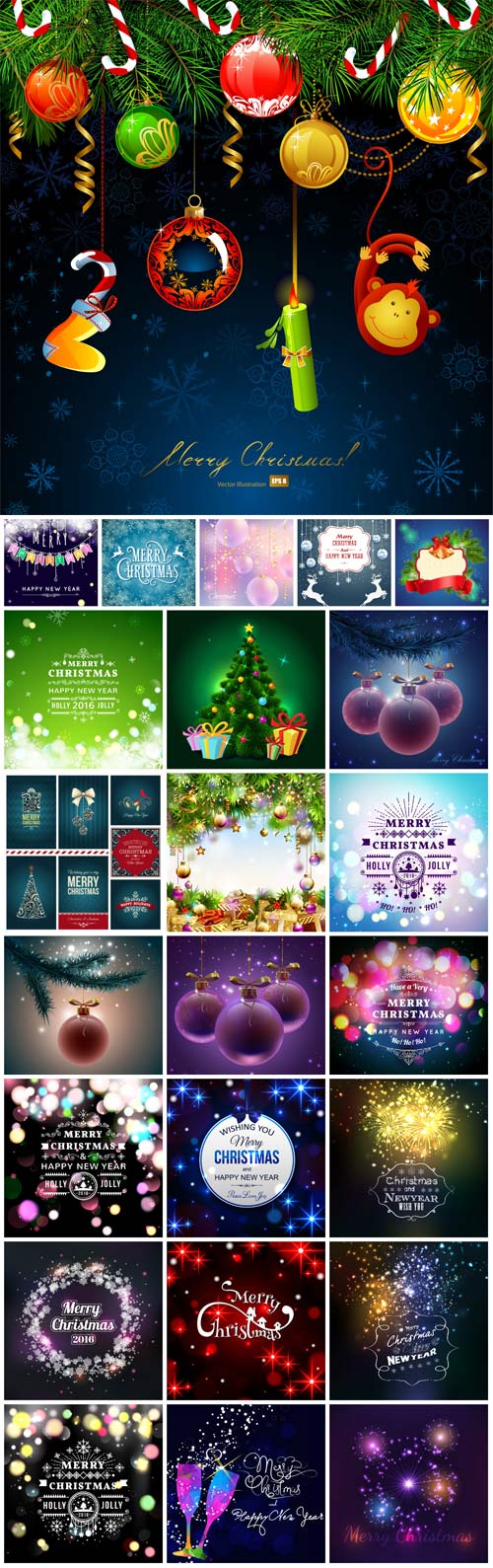 Merry Christmas, New Year vector, backgrounds, Santa Claus, Christmas tree, winter