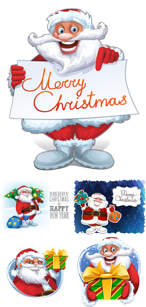 Vector Christmas card with Santa Claus Set 2