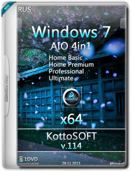 Windows 7 x64 AIO 4in1 KottoSOFT v.114 (RUS/2015)