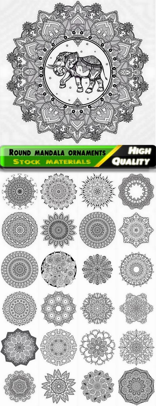 Round mandala ornaments and circle paterns - 25 Eps