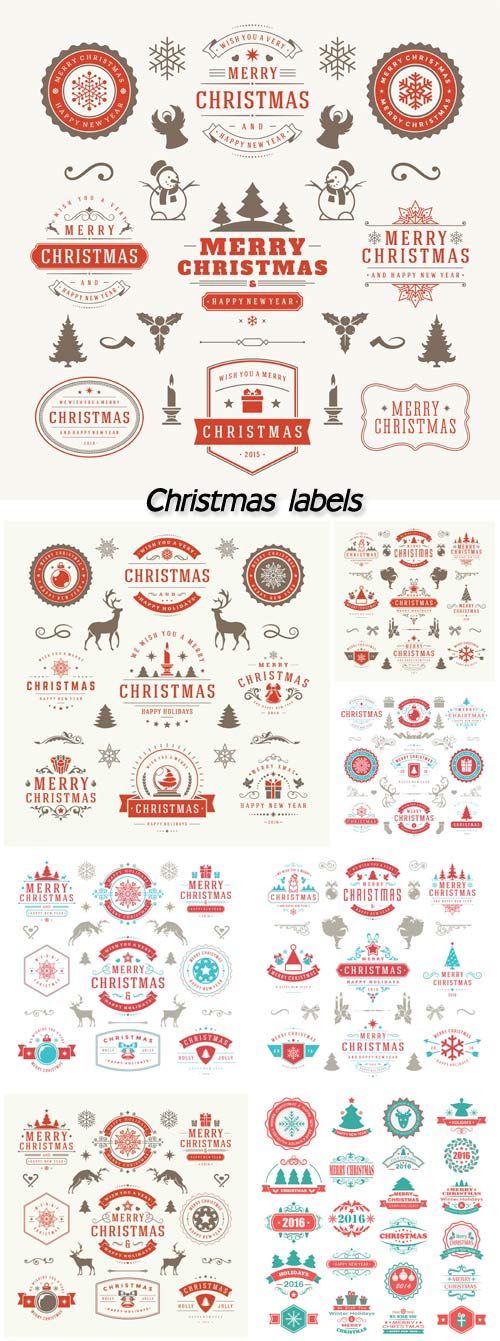 Christmas labels in vector