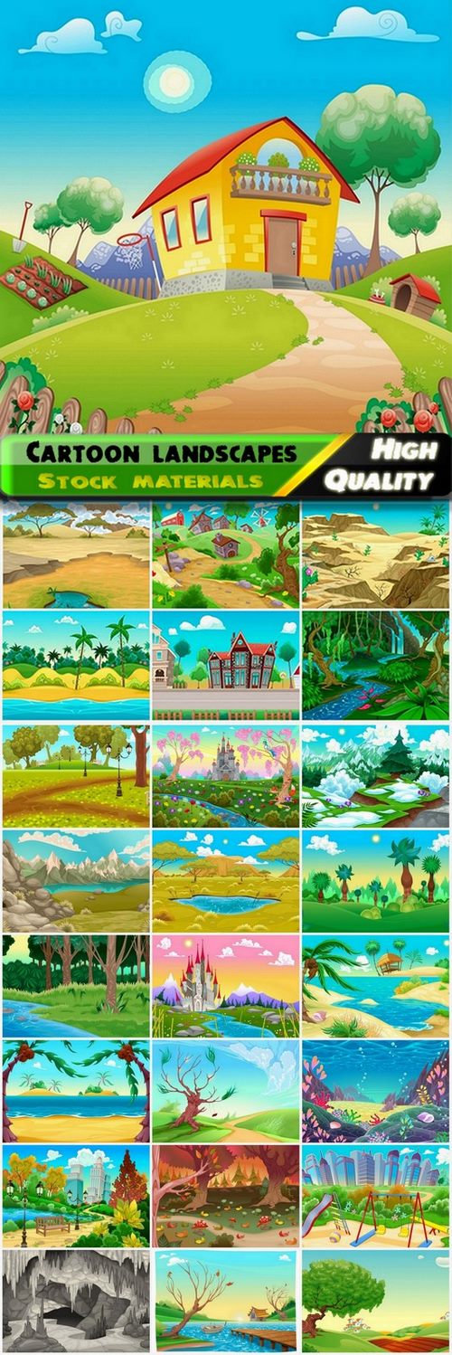 Cartoon landscapes with different sceneries - 25 Eps