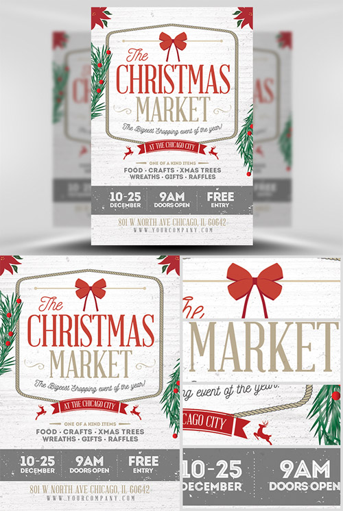 Flyer Template PSD - Rustic Christmas 2