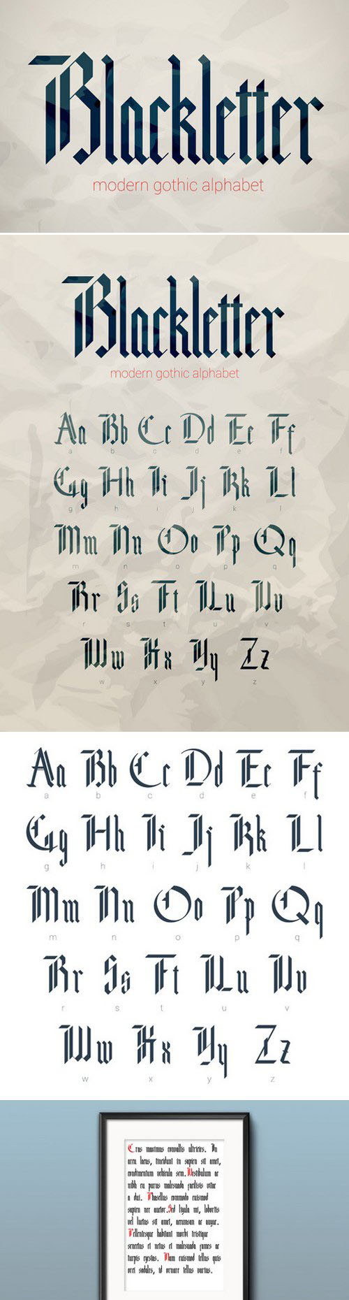 CM - Blackletter modern gothic font.