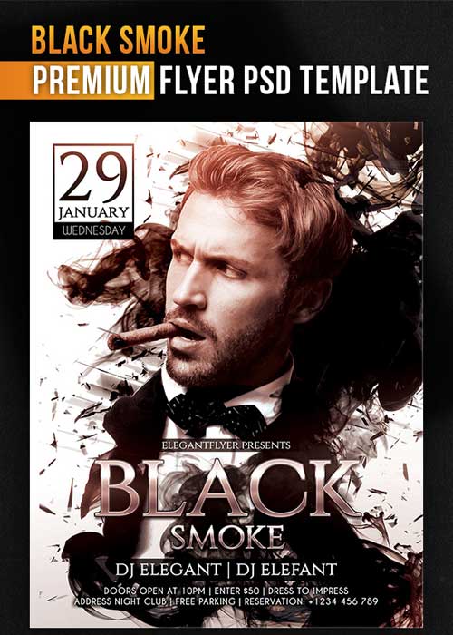 Black Smoke Flyer PSD Template + Facebook Cover