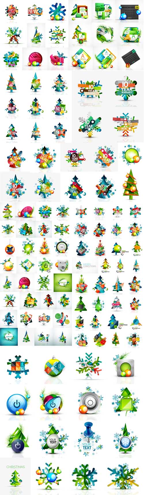 Vector Set of Various Geometric Abstract Christmas Concepts 5