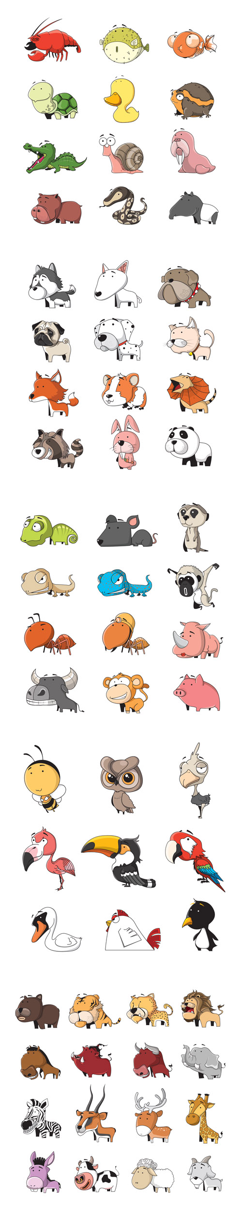 Cartoon animals set - Vectors