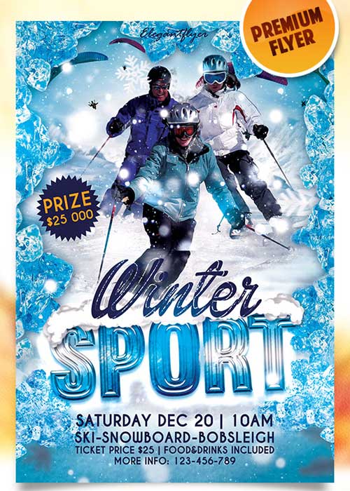 Winter Sport Flyer PSD Template + Facebook Cover