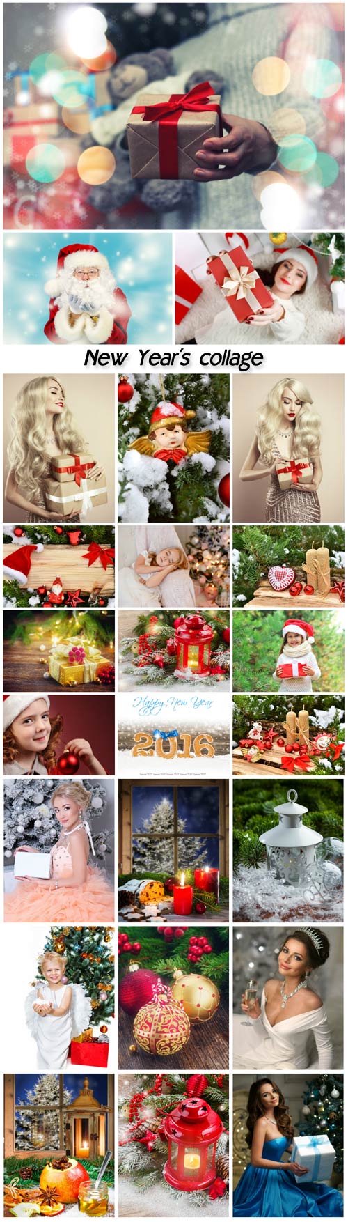 New Year collage, christmas, women, children