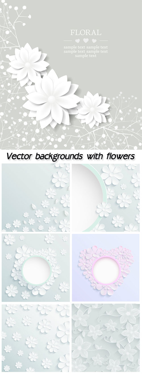  Beautiful bright vector backgrounds with flowers 