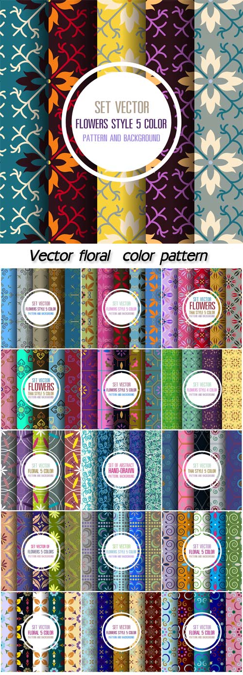 Set vector floral  color pattern and background