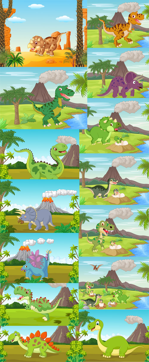 Cartoon dinosaurs - Vectors