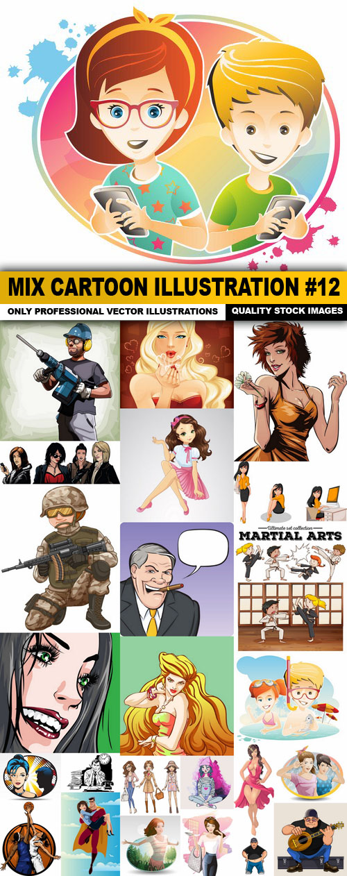 Mix cartoon Illustration #12 - 25 Vector