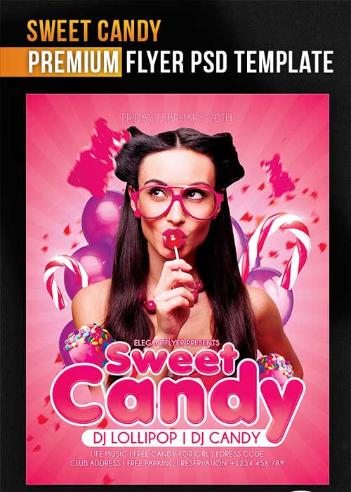 Sweet Candy Flyer PSD Template + Facebook Cover