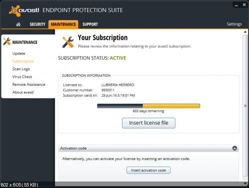 Avast Endpoint Protection Suite v8.0.1603 + License
