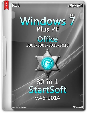 Windows 7 SP1 x86/x64 PE Plus Office 30in1 StartSoft v.46 (RUS/2014)
