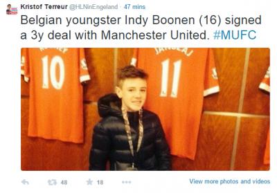 «Манчестер Юнайтед» подписал контракт с 16-летним бельгийцем