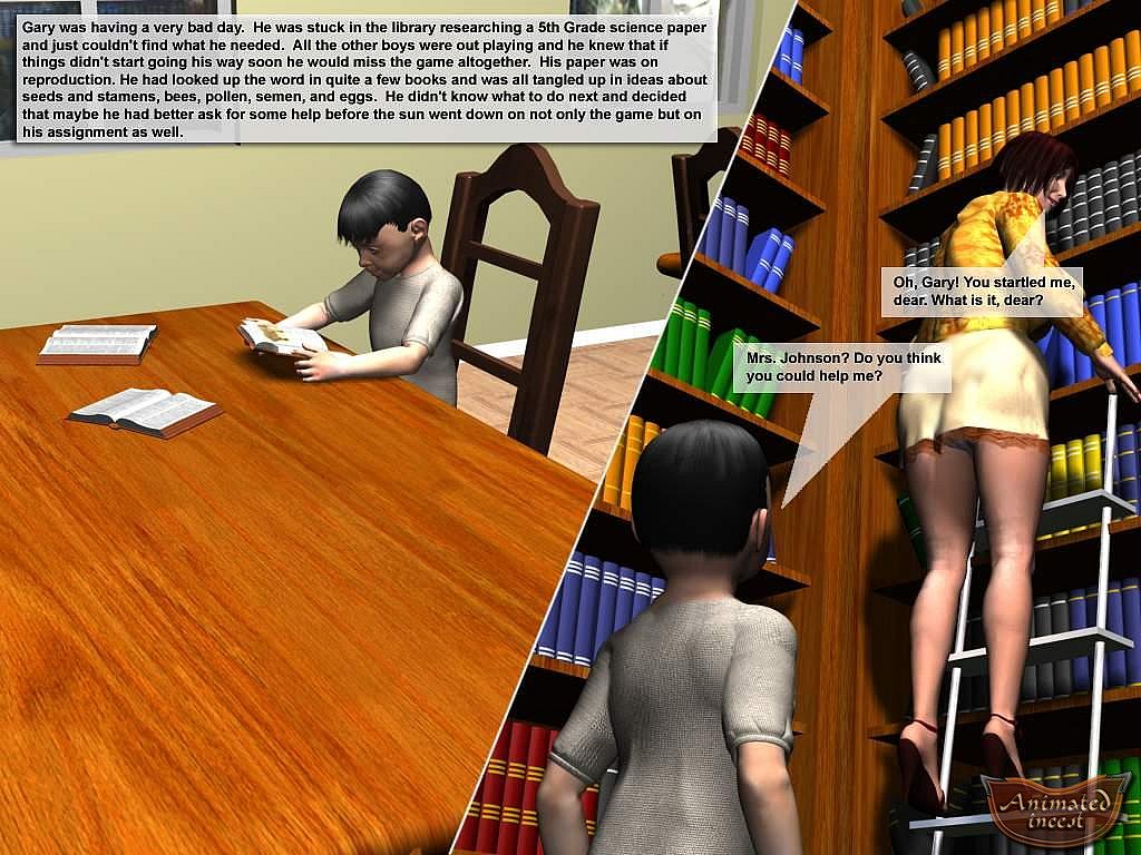 Animated Incest - The sex adventure in the library