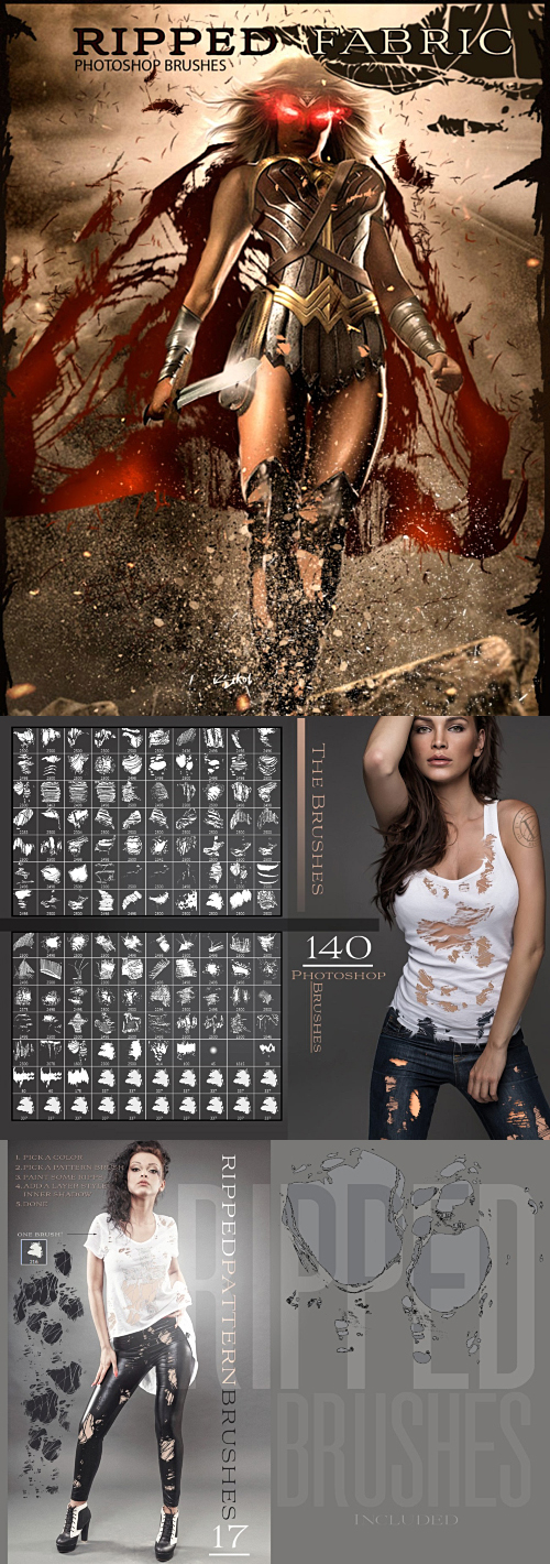 DAZ3D: Ron's Ripped Fabric (Photoshop Brushes)